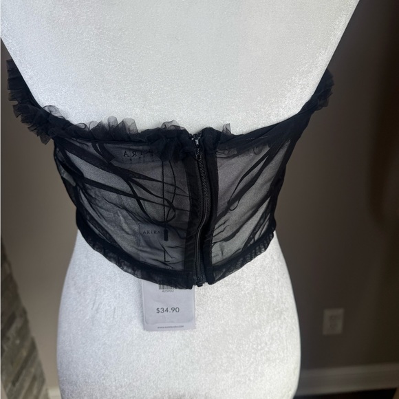AKIRA Neon Bustier Corset Top Festival Rave Mesh Black XL - Picture 2 of 4